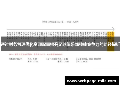 通过财务管理优化资源配置提升足球俱乐部整体竞争力的路径探析 通过财务管理优化资源配置提升足球俱乐部整体竞争力的路径探析